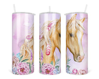 Palomino 20 oz insulated tumbler with lid and straw - Sew Lucky Embroidery