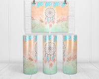 Pastel Dream Catcher 20 oz insulated tumbler with lid and straw - Sew Lucky Embroidery