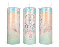 Pastel Dream Catcher 20 oz insulated tumbler with lid and straw - Sew Lucky Embroidery