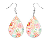 Pastel Flowers Teardrop Earrings