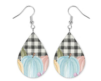 Pastel Pumpkins Teardrop Earrings - Sew Lucky Embroidery