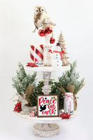 Peace on Earth Christmas Tier Tray Sign - Sew Lucky Embroidery