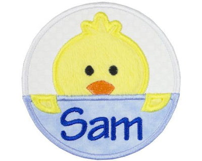 Peeking Baby Boy Easter Chick Personalized Sew or Iron on Embroidered Patch