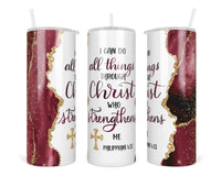 Philippians 20 oz insulated Tumbler with lid and Straw - Sew Lucky Embroidery