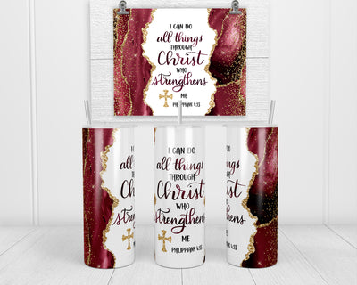 Philippians 4:13 20 oz insulated Tumbler with lid and Straw