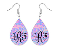 Pink Liquid Monogrammed Teardrop Earrings