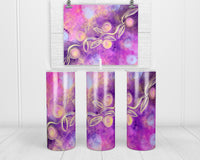 Pink and Purple Painting with Vine 20 oz insulated tumbler with lid and straw - Sew Lucky Embroidery