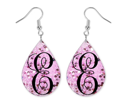 Pink Diamonds Monogrammed Teardrop Earrings
