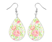 Pink Floral Teardrop Earrings