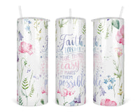 Possible Faith Floral 20 oz insulated tumbler with lid and straw - Sew Lucky Embroidery