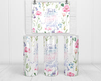 Possible Faith Floral 20 oz insulated tumbler with lid and straw - Sew Lucky Embroidery