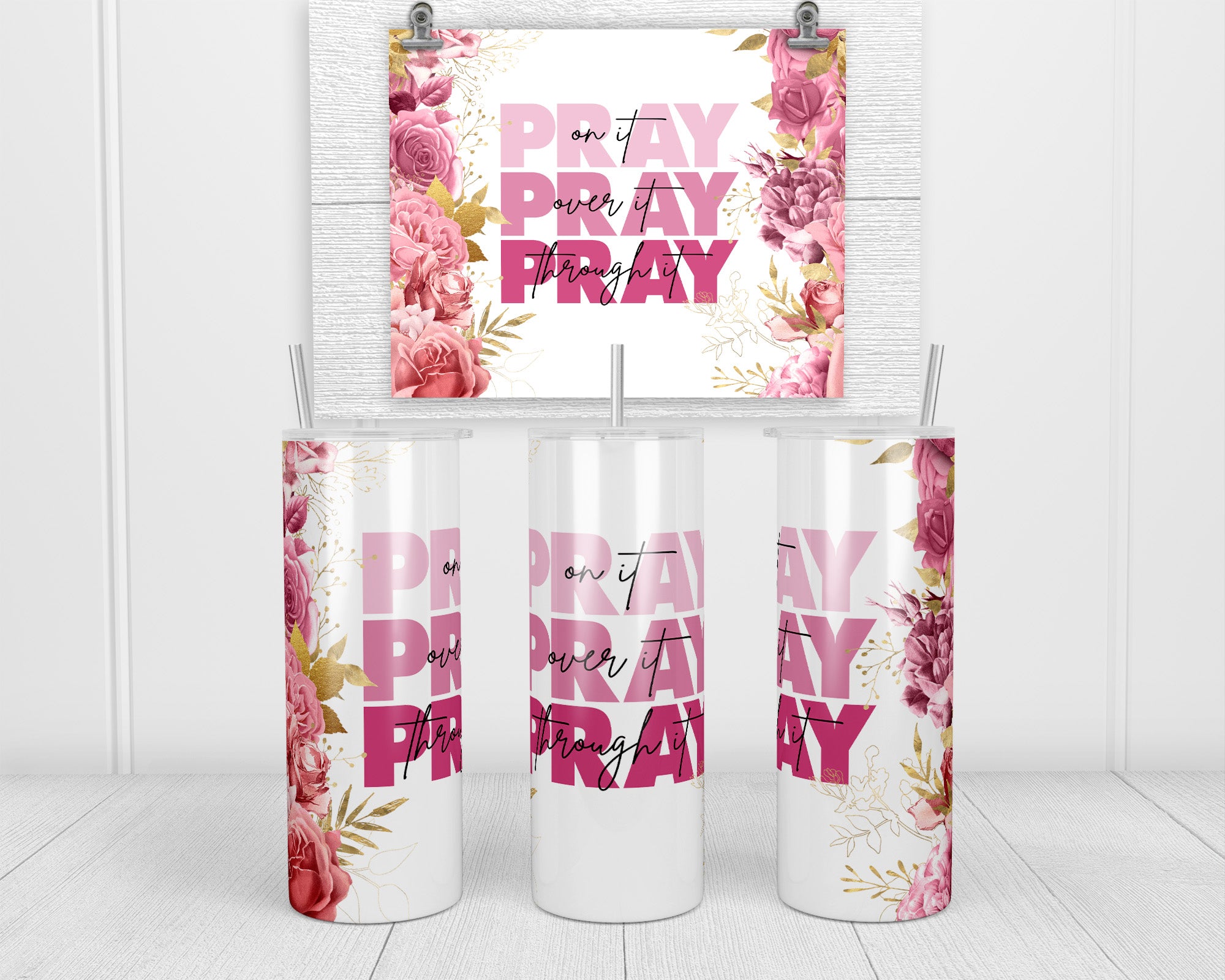 Romans 12:12 20 oz insulated tumbler with lid and straw