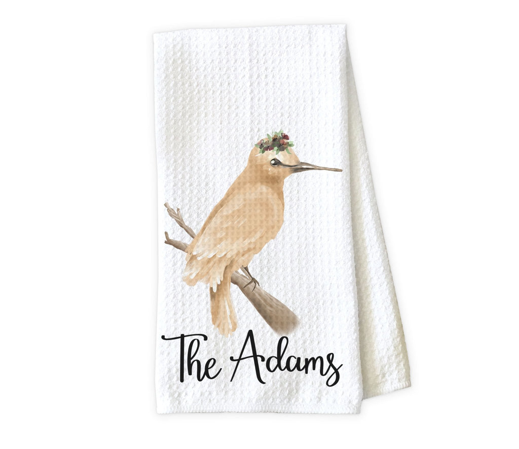Pretty Bird Personalized Kitchen Towel - Waffle Weave Towel - Microfiber Towel - Kitchen Decor - House Warming Gift - Sew Lucky Embroidery