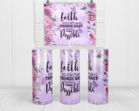 Purple Faith 20 oz insulated tumbler with lid and straw - Sew Lucky Embroidery