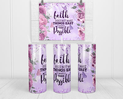 Purple Faith 20 oz insulated tumbler with lid and straw