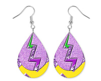 Purple Lightning Bolt Teardrop Earrings