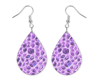 Purple Diamonds Design Teardrop Earrings