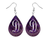 Purple Smudge Monogrammed Teardrop Earrings