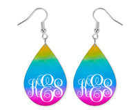 Rainbow Monogrammed Teardrop Earrings