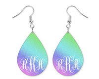 Rainbow Ombre Monogrammed Teardrop Earrings