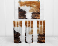 Real Cowhide 20 oz insulated tumbler with lid and straw - Sew Lucky Embroidery
