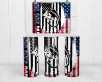 Real Cool Dad Fish and Flag 20 oz insulated tumbler with lid and straw - Sew Lucky Embroidery