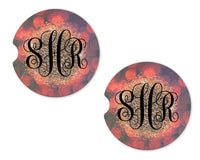 Red Bokeh Leopard Sandstone Car Coasters - Sew Lucky Embroidery