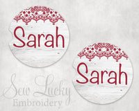 Redwork Sandstone Car Coasters - Sew Lucky Embroidery