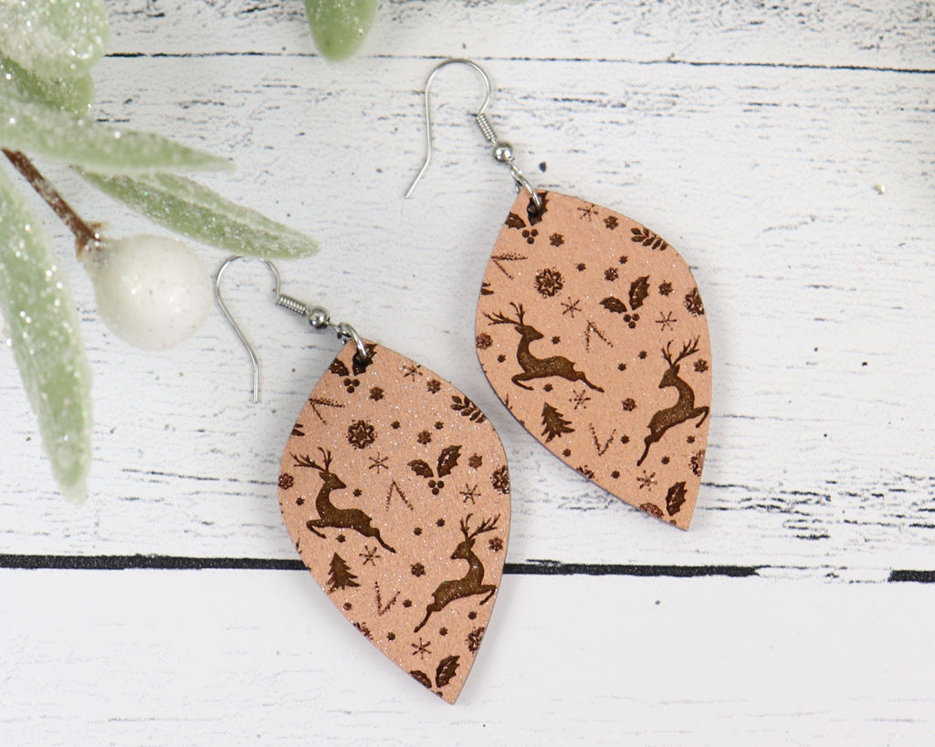 Reindeer Dance Christmas Earrings - Sew Lucky Embroidery