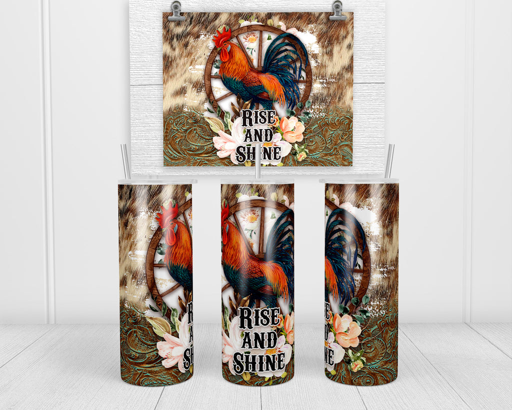 Rise and Shine Rooster 20 oz insulated tumbler - Sew Lucky Embroidery