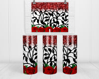 Roses and Glitter Personalized 20 oz Insulated Tumbler with Lid and Straw - Sew Lucky Embroidery
