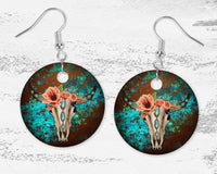 Rustic Cow Skull Earrings - Sew Lucky Embroidery