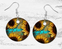 Rustic Sunflowers Earrings - Sew Lucky Embroidery