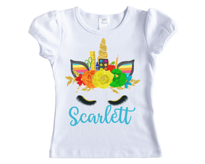 Unicorn with School Supplies Back to School Personalized Shirt