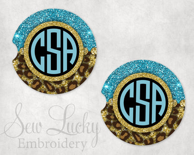 Seacrest Leopard Personalized Sandstone Car Coasters (Set of Two)