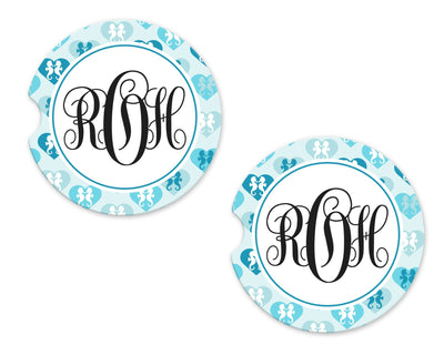Seahorse Lovers Personalized Sandstone Car Coasters (Set of Two)