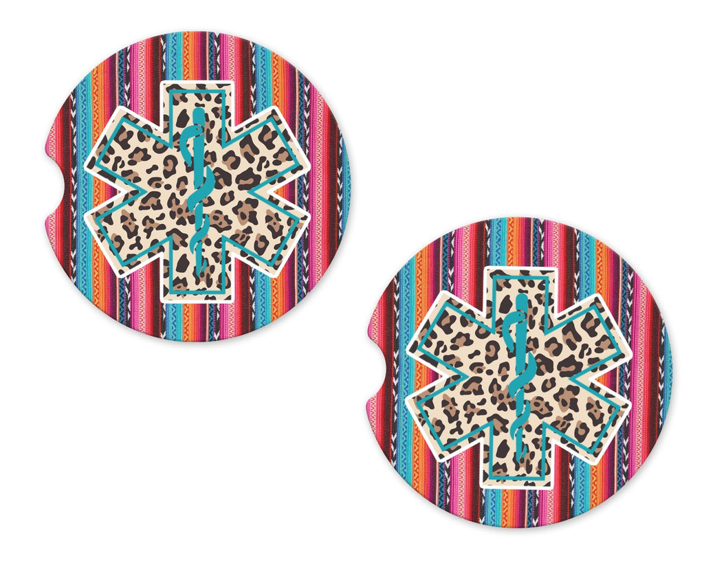 Serape EMT Sandstone Car Coasters - Sew Lucky Embroidery