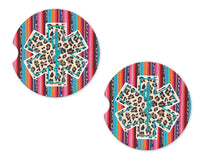 Serape EMT Sandstone Car Coasters - Sew Lucky Embroidery