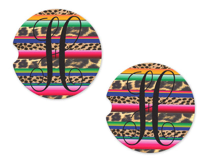 Serape Personalized Sandstone Car Coasters (Set of Two)