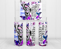 She is Clothed in Strength 20 oz Insulated Tumbler with Lid and Straw - Sew Lucky Embroidery