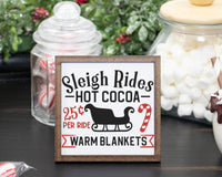 Sleigh Rides Hot Cocoa Christmas Tier Tray Sign - Sew Lucky Embroidery