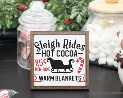 Sleigh Rides Hot Cocoa Christmas Tier Tray Sign