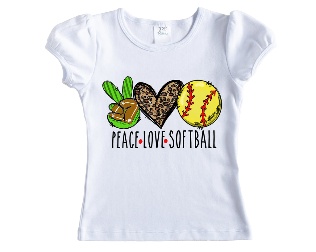 Softball Love Girls Short or Long Sleeves Shirt - Sew Lucky Embroidery