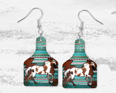 Southwestern Horse Cow Tag Earrings