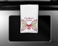 Spring Flowers Personalized Kitchen Towel - Waffle Weave Towel - Microfiber Towel - Kitchen Decor - House Warming Gift - Sew Lucky Embroidery