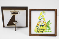 Squeeze the Day Gnome Lemon Tier Tray Sign front and back