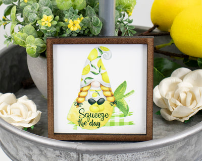 Squeeze the Day Gnome Lemon Tier Tray Sign