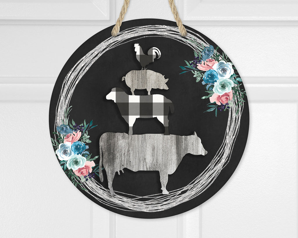 Stacked Farm Animals Door Hanger - Sew Lucky Embroidery