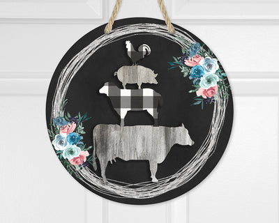 Stacked Farm Animals Door Hanger