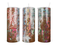 Stained Leather 20 oz insulated tumbler with lid and straw - Sew Lucky Embroidery
